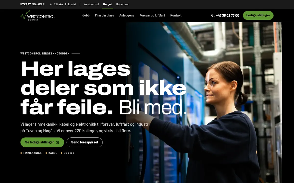 Forhåndsvisning av siden for Westcontrol Berget