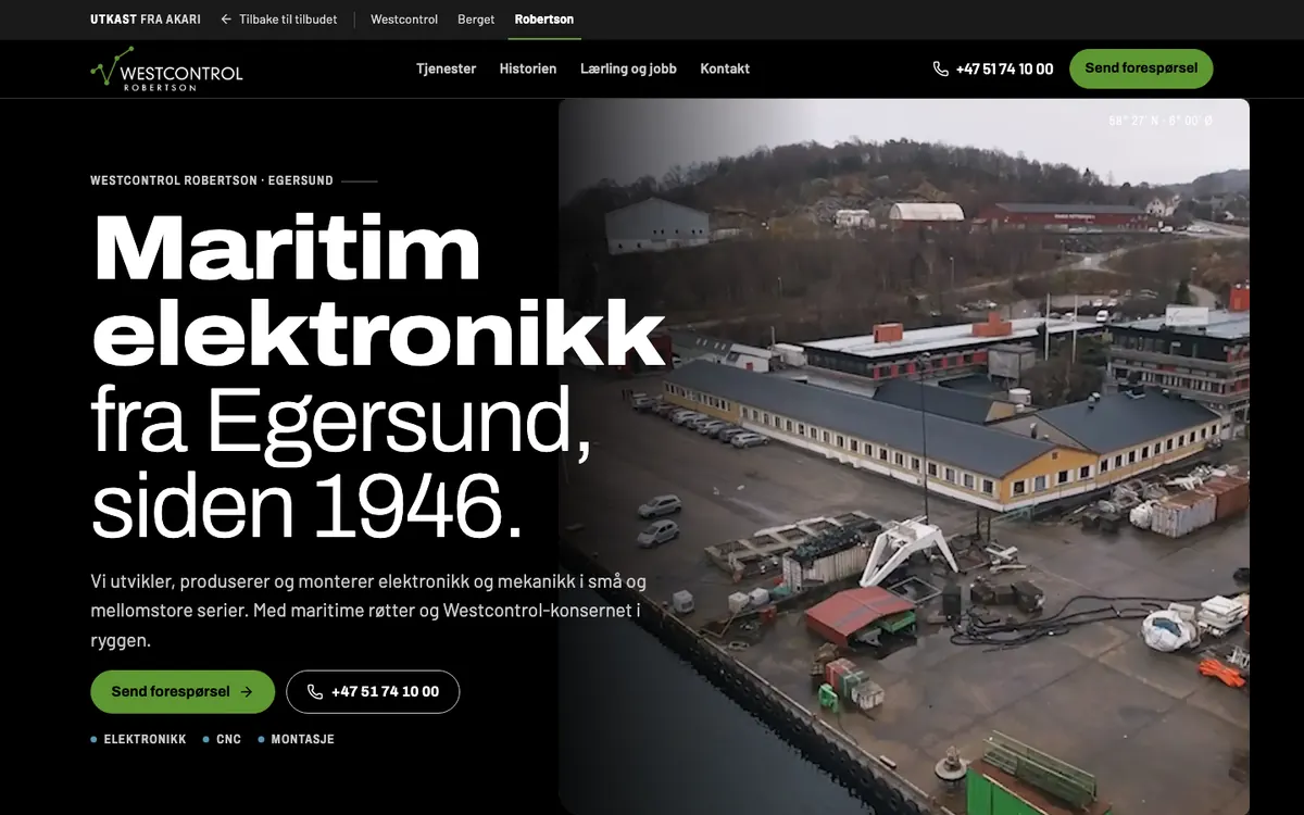 Forhåndsvisning av siden for Westcontrol Robertson