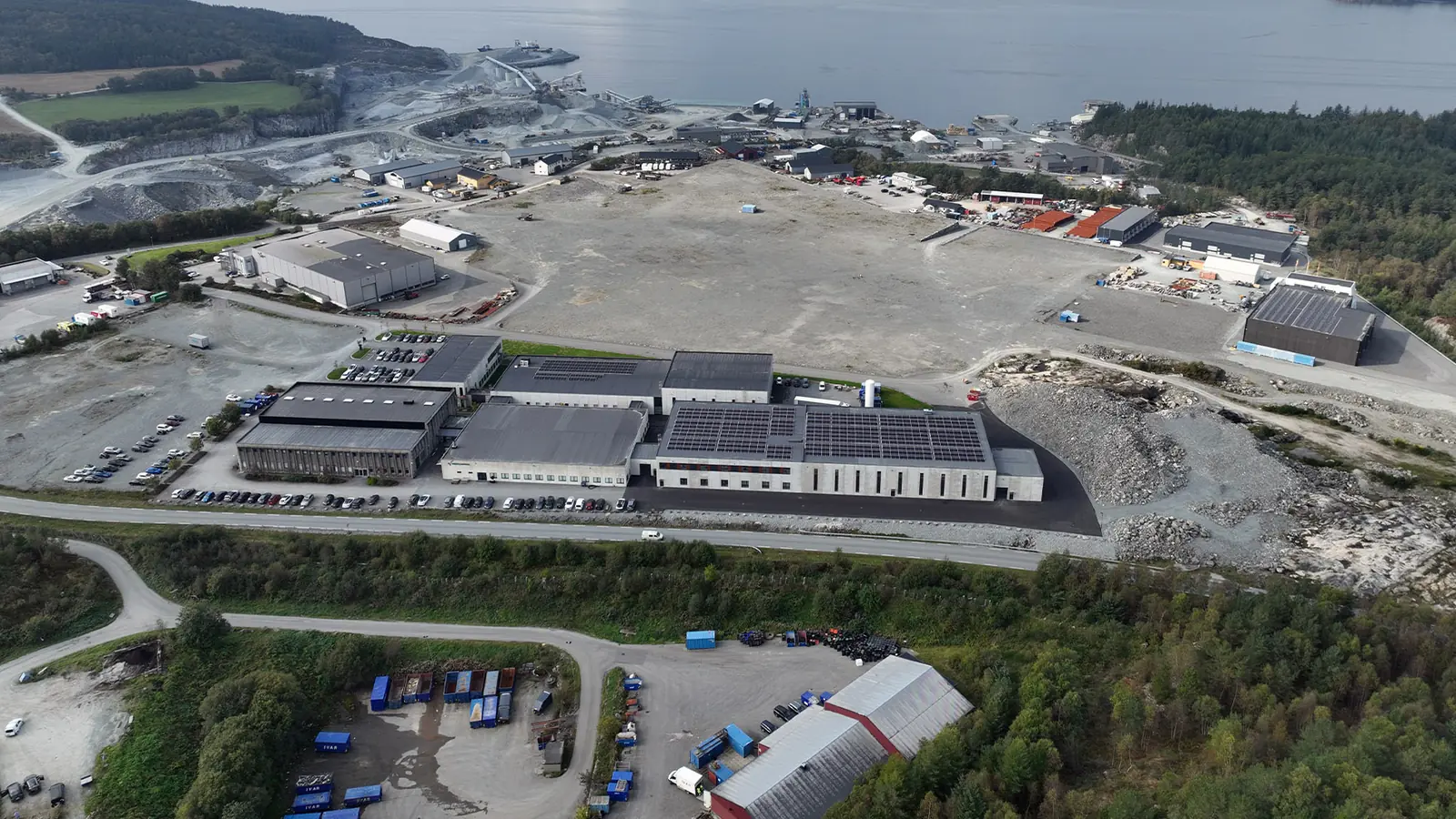 Aerial view of the Westcontrol factory at Tau