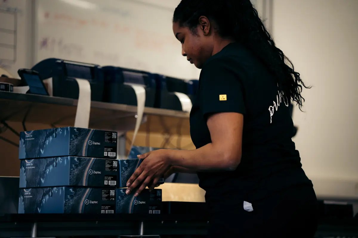 Employee packing products for shipment